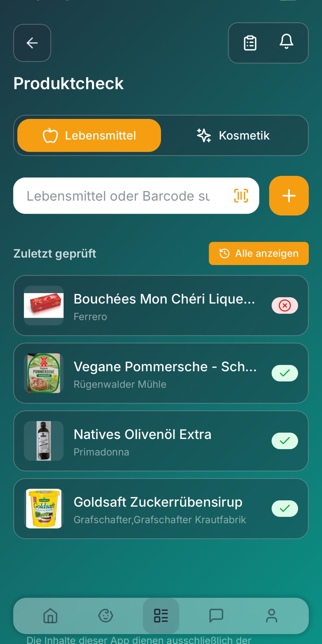 Produktcheck mit Barcode-Scanner